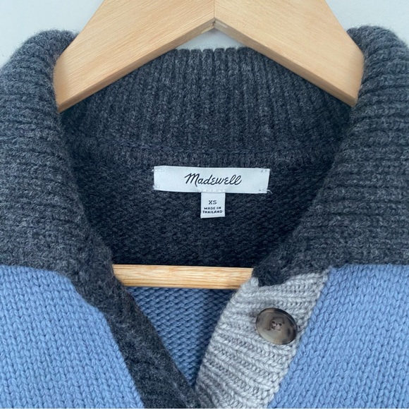 Madewell Rugby Stripe Polo Sweater Blue Grey Wool Alpaca Size XS - Picture 9 of 11